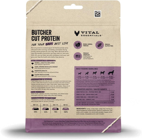 Vital Essentials Freeze Dried Raw Dog Food, Turkey Mini Nibs Entree, 5.5 oz...