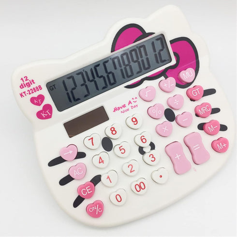 Hello Kitty Calculator,Xinyu Lighting Creative Cute Solar Calculator,12-bit Large LCD Screen, Suitable for Adults and Children?Solar and Battery P...