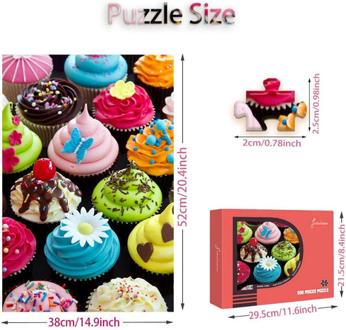 500 Pieces Assorted Cupcake Jigsaw Puzzle for Adults and Kids Big Size Gift Idea (Cupcakes)...