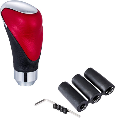 Leather Gear Shift Knob Stick Shifter Transmissions Handle Fit Most Manual Automatic Cars Truck SUV (Red)...