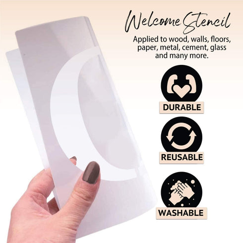 Welcome Stencil with Holiday Stencils for Painting on Wood Reusable, Own DIY Projects, Gifts and More, Easy to Use Large Letter Stencil – Horizont...