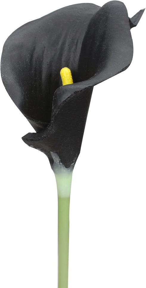 Duovlo 20pcs Calla Lily Bridal Wedding Bouquet Lataex Real Touch Artificial Flower Home Party Decor (Black)...