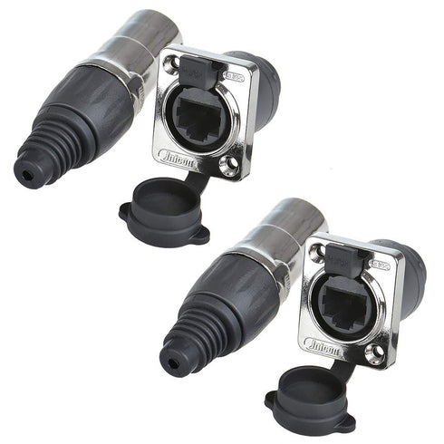 Panel Mounting RJ45 IP65 Waterproof PCB Signal Panel Cat5/5e/6 8P8C Connector Ethernet LAN Cable Connector (2PCS RJ45 Connector+2PCS Round)...