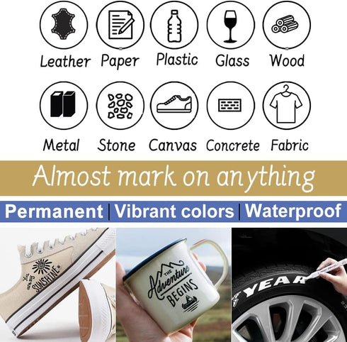 White and Black Paint Pens Paint Markers - 6 Pack Permanent Oil Based Paint Pen, Medium Tip, Quick Dry and Waterproof Marker for Rock, Wood, Metal...