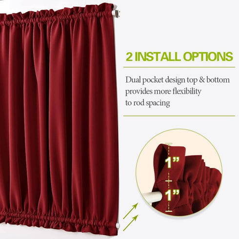 PONY DANCE Christmas Burgundy Red Door Curtain - Xmas Home Decoration Rod Pocket Blackout French Panel Light Block with Bonus Tieback for Front Do...