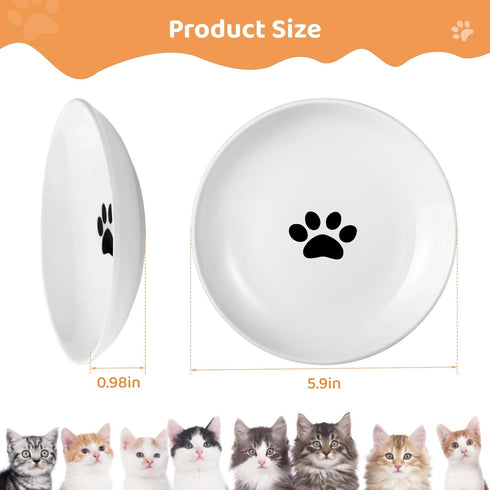 Ceramic Cat Food Plates: Cat Wet Food Bowls/Whisker Fatigue Cat Dishes & Shallow Bowls for Kittens and Small Animals1...