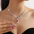 Denifery Bridal Necklace Earrings Set Crystal Wedding Jewelry Set Rhinestone Choker Necklace for Women...