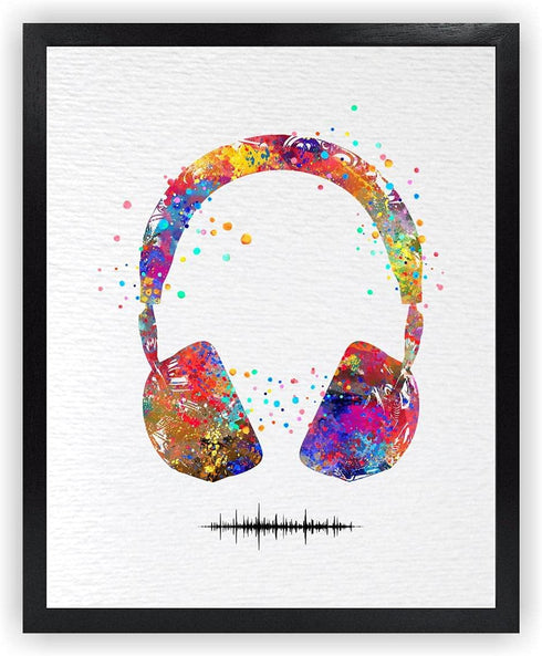 Dignovel Studios 8X10 Unframed Headset with Sound Wave Headphone Game Room Watercolor Print Archival Fine Art Print Nursery Wall Art Home Wall Dec...