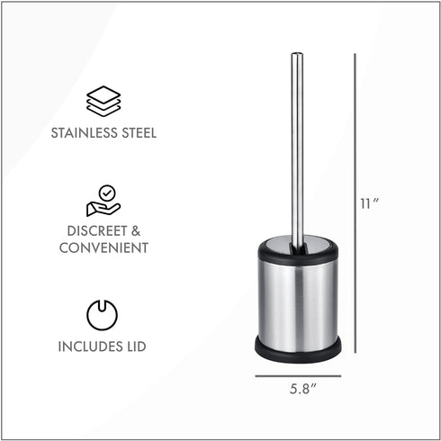 ToiletTree Products Toilet Brush with Lid - Sleek Toilet Bowl Brush and Holder - Toilet Scrubber Brush Set with Heavy-Weight Base - Lidded Toilet ...