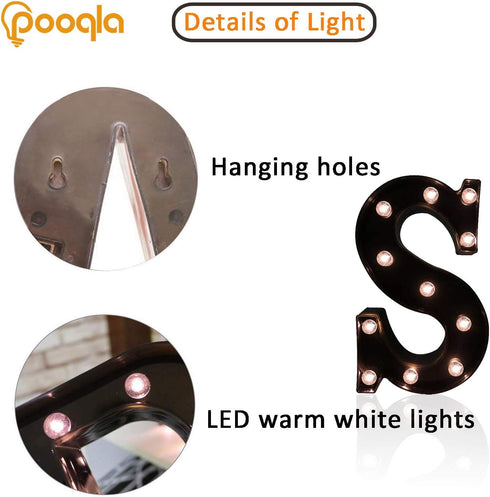 LED Illuminated Letter Marquee Signs - Alphabet Letters Lights for Wedding Birthday Party Christmas Night Light Lamp Home Bar Decoration (S - Blac...