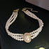 Boho 3 Tier Multilayer Dainty Rhinestones Pearls Chunky Short 1920s Choker Necklace...