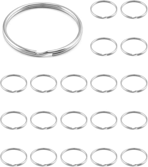 QWORK Key Ring, Set of 20, 2 Inch Large Open Key Ring - Sturdy Key Chain Ring for Keychain and Crafts...