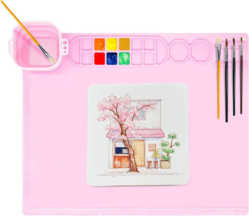 Silicone Craft Mat with Collapsible Cup - 20"X16" Non-Stick Surface for Painting, Sculpting, and Resin Hot Glue Projects-Ideal for Adults and Kids...