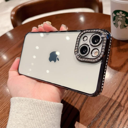 Fycyko Compatible for iPhone 14 Case with Glitter Diamond Camera Len Protector,Bling Clear Crystal Cute Phone Case Shockproof Sparkly for iPhone 1...