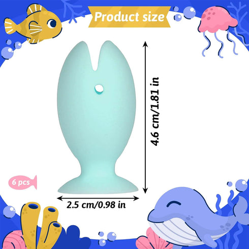 6 Pcs Toothbrush Covers Caps Silicone Fish Toothbrush Holder, Cute Standing Tooth Brush Cover, Toothbrush Head Travel Protector Cap for Household ...