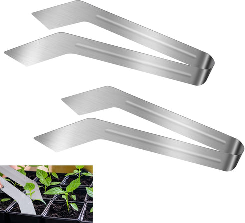 2pcs Seedling Transplant Tongs, 8.86 Inch Plants Planter Tongs Stainless Steel Gardening Transplanter Tongs Garden Tongs Seed Removal Tool Gardeni...