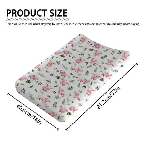 Farm Pink Pigs Boho Leaves Changing Pad Covers Christmas Animals Baby Diaper Change Pad Cover for Boys Girls Soft Breathable Stretch Unisex Diaper...