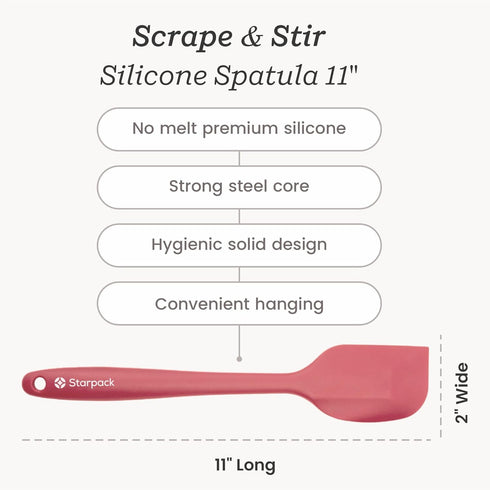 Starpack 'Scrape & Stir' Silicone Spatula (11 Inch) - 600°F Heat Resistant Spatula Set - Food Grade Kitchen Spatulas - LFGB Grade Nonstick Baking ...