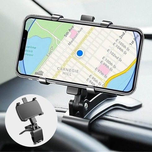 Car Phone Holder Mount, 360 Degree Rotation, Dashboard and Rearview Mirror, Compatible with iPhone, Samsung, Huawei, Nokia, LG, 4-7 Inch Smartphon...