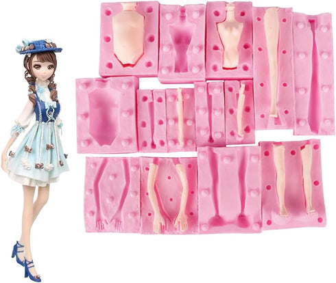 7 Packs Dolls Body Leg Arm Model Man Lady Girl Child Body Silicone Fondant Molds Aromatherapy Plaster Clay Mold Chocolate Biscuit Sugar Craft Moul...