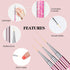 SAVILAND 6pcs Nail Art Liner Brushes Set - Nail Brush Gel Polish Painting Nail Art Design Brushes Pen with Crushed Diamond Rhinestone Handle for P...