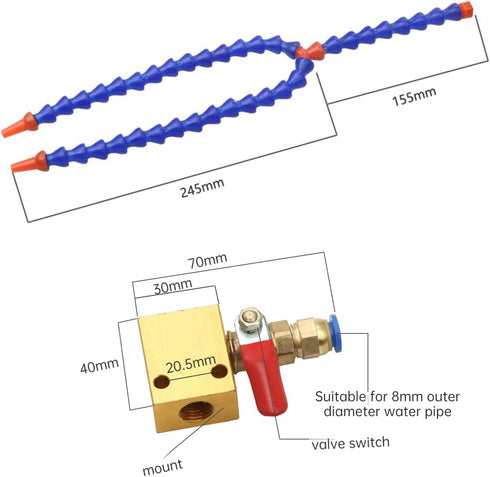 Bidirection Mist Coolant Lubrication Spray System for 8mm Air Pipe CNC Lathe Mill Drill Carving Machine...