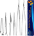 JETKONG 6 Pcs Cooking Tweezer Tongs, 12'' and 6.3" Stainless Steel Kitchen Tweezer Set, Professional Chef Tweezers for Cooking, Repairing, Sea Foo...