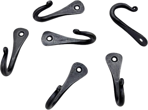 Hand Forged Metal Wall Hook Set of 6 Pcs Wrought Iron Handmade Hook for Plant & Mug Farmhouse Coat Hook Rack Heavy Duty Kitchen Utensils Hook Rack...