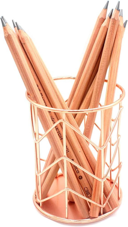 Pencil Holder, Metal Pen Pencil Holder, Rose Gold Pencil Holder, Desk Stationery Organizer for Home, School, Office Desk Supplies, Makeup Brush Or...