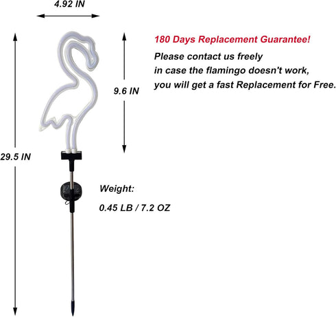 Flamingo Solar Garden Stake Light, 1 Pack Outdoor Solar Pathway Light for Lawn Patio Yard Walkway, Neon Pink Lighting (29.5" Height)...