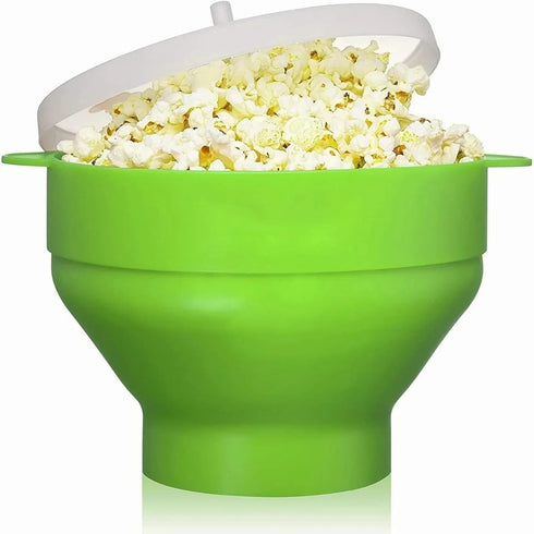Collapsible Silicone Microwave Hot Air Popcorn Popper Bowl With Lid Microwave Silicone Popcorn Popper Collapsible Silicone Popcorn Maker Bowl...