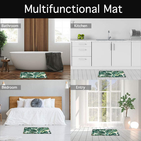 LIVILAN Green Leaf Bath Mat - 16" X 24" Tropical Bathroom Rug...