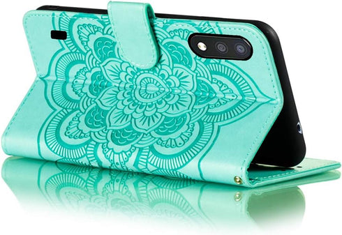 for Samsung Galaxy A01 Case Flip Premium Wallet Phone Case PU Leather Mandala Embossed Shockproof Cover with Kickstand Card Holder Cover for Samsu...