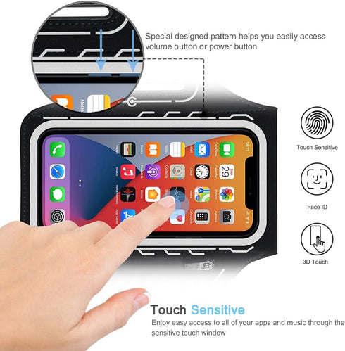 JEMACHE Running Armband for iPhone 16e 16 15 14 13 12 Pro, Samsung Galaxy S25 S24 S23 S22 S21, Gym Workouts Arm Band with Earphone Holder (Black)...