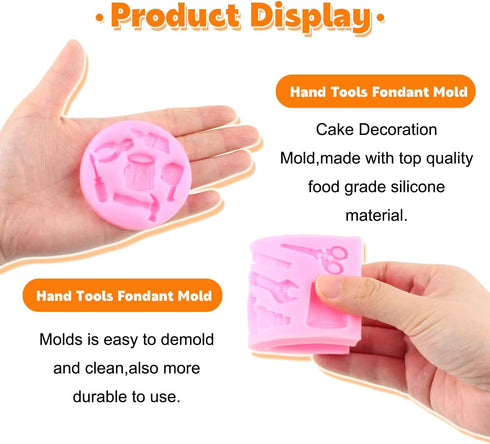 Hand Tools Fondant Molds Construction Tools Silicone Molds For Cake Decorating Cupcake Topper Candy Polymer Clay Gum Paste Set Of 4...