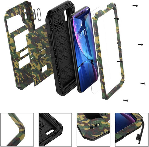 Mitywah Waterproof Case for iPhone XR, Heavy Duty Shockproof Case with Built-in Screen Protector, Full Body Underwater Protective Metal Case 6.1 i...