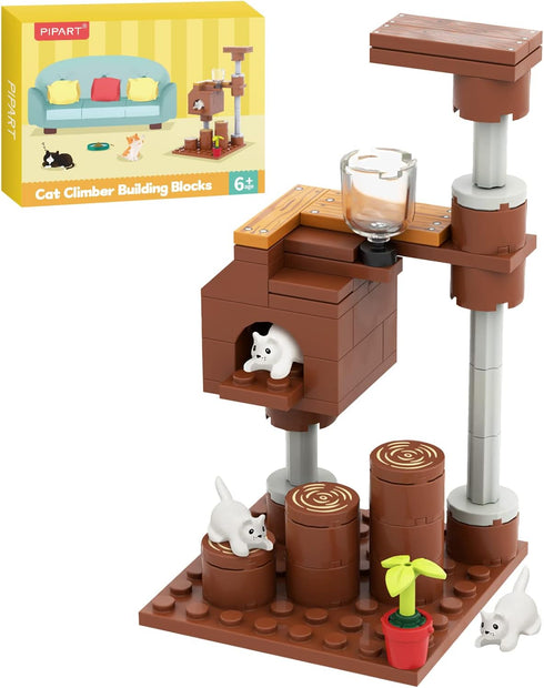 Farm Animals Cat Climber & House Building Set, MOC Toy Set for Kids, Girls and Boys Ages 6+...