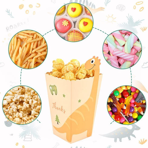 Dinosaur Party Favor Popcorn Treat Box, Boys Cute Popcorn Dino Party Paper Box for Kids Girl Dino Birthday Baby Shower Party Supplies for Candy, S...