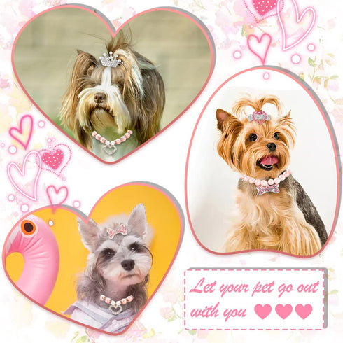 DaFuEn Dog Hair Clips Hair Bows for Small Dogs Puppy Crown Barrettes Girl Dog Tiara Crystal Rhinestone Dog Hair Accessories for Chihuahua Yorkie S...