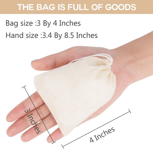 50 Pieces Cotton Drawstring Tea Filter Bags, Reusable Muslin Bag Gift Bag Jewelry Pouch for Wedding Party Home Supplies, Natural Unbleached Coffee...