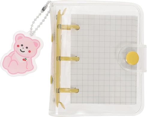 Mini Loose Leaf Notebooks Mini 3 Ring Binders Mini Transparent Clear PVC Binders with Snap Button for Note Taking Office Supplies...