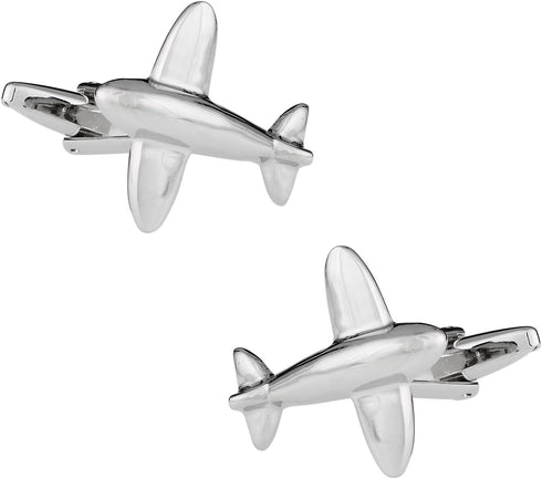 Silver Airplane Aviation Cufflinks with Presentation Box - Christmas Idea for Pilots...