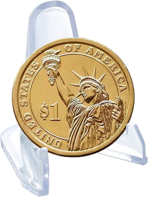 50 PCS Acrylic Display Holder Clear Display Easel Stands for Coins Capsules Phone Medals Stones Cards (Small)...