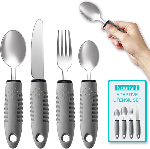 Adaptive Utensils, Adaptive Utensils 4pcs for Hand Tremors,Elderly, Arthritis,Parkinsons-Built Up Utensils for Adults–Easy Grip Aids Handle–2.5oz ...