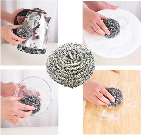 10 Packs Stainless Steel Sponge Scrubber Set, Metal Scouring Pad Stainless Steel Wire Washing Balls for Cookware Cleaning...