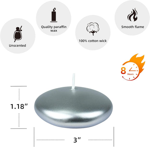 3 Inch Metallic Silver Floating Candles...