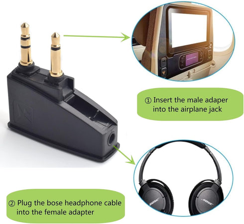 Saipomor QC45 Adapter Airplane Audio Stereo Jack Plugs for QuietComfort 2 QC3 QC15 QC25 QC35II QC35 SoundLink SoundLinkII AE2 AE2i AE2W and More H...