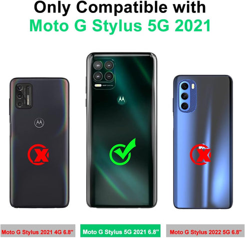 Rancase for Moto G Stylus 2021 5G Case,Three Layer Heavy Duty Shockproof Protection Hard Plastic Bumper +Soft Silicone Rubber Protective Case for ...