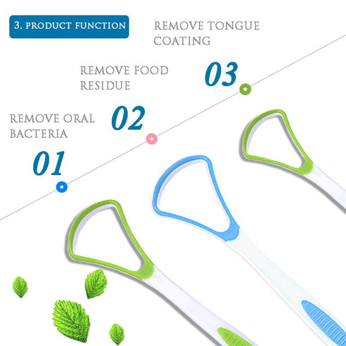 3PCS Tongue Cleaner, Soft Tongue Scraper, Oral Care Cleaners, Dental Scrapers Kits, Professional Eliminate Bad Breath, Premium Cleaning Tools (2Gr...