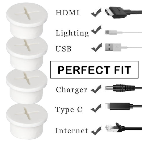 12 Pcs Cable Cord Grommet Silicone Cable Grommet 1" Wire Hole Cover Cable Management Wire Organizer Cable Pass Through Desk Grommet for Table, Com...